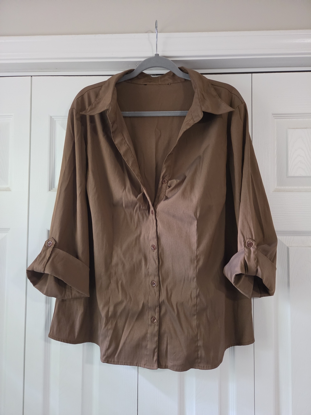 Antilia Classic Brown Women's Button-Up Shirt